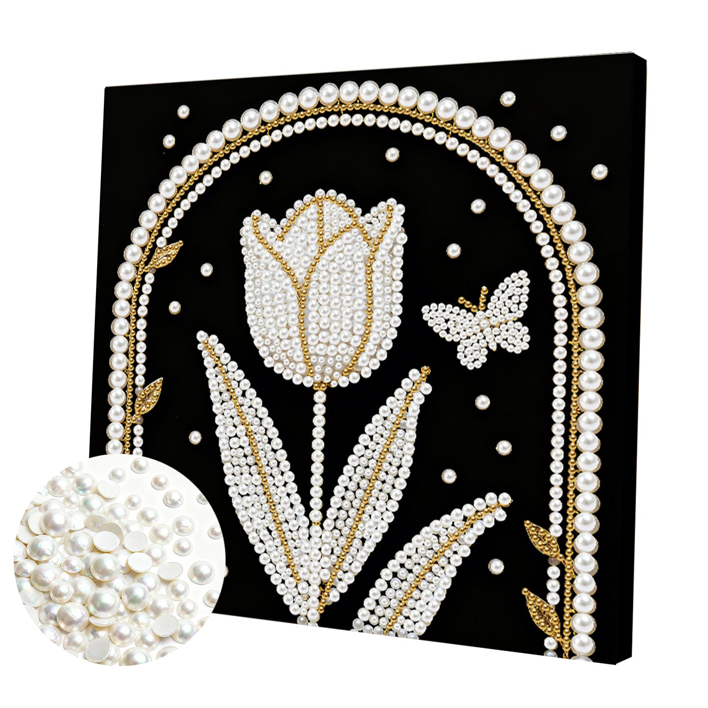 Tulips - DIY Pearl Gem Art Diamond Painting Kits With Framefor Home Decor -25x25cm