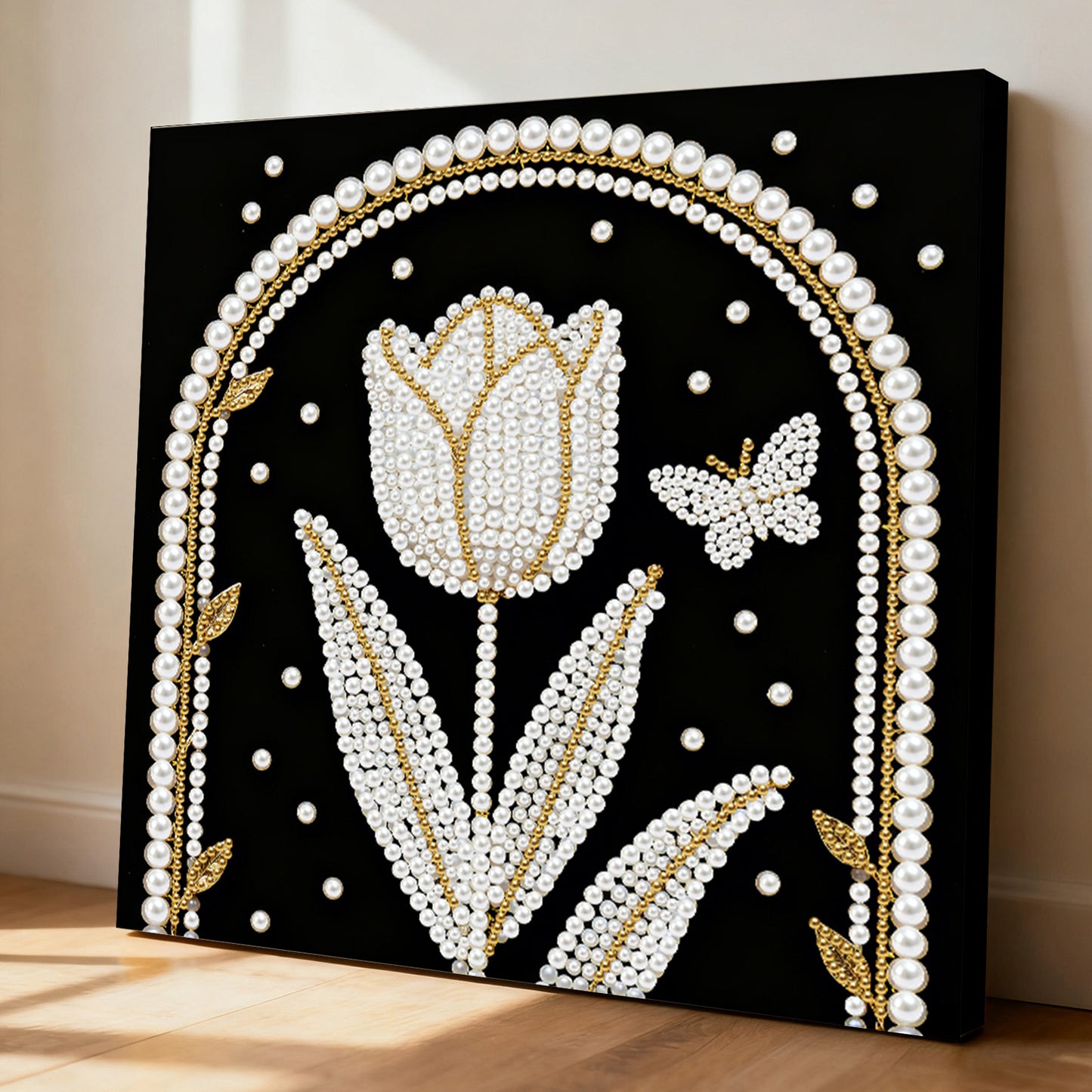 Tulips - DIY Pearl Gem Art Diamond Painting Kits With Framefor Home Decor -25x25cm