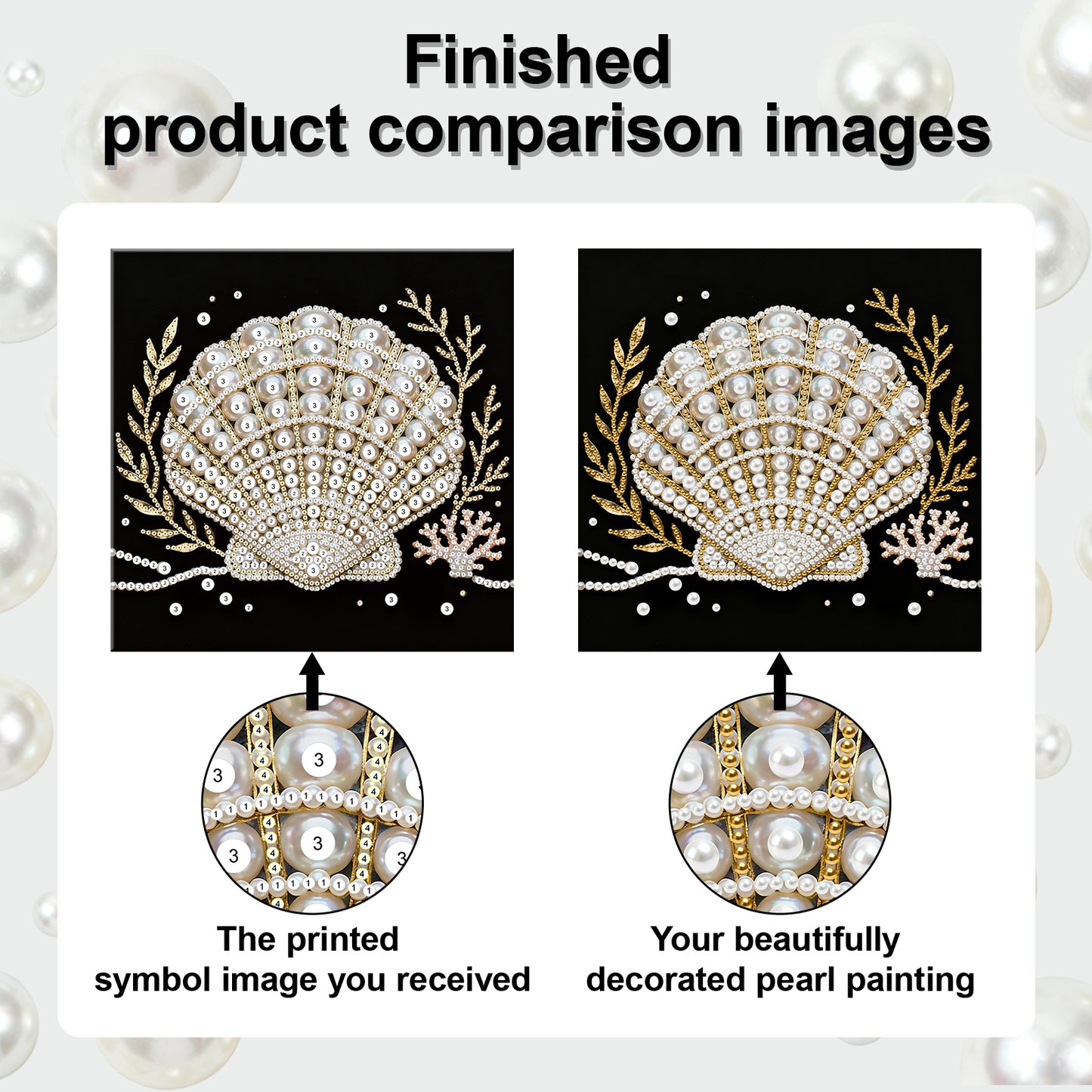 Shells - DIY Pearl Gem Art Diamond Painting Kits With Framefor Home Decor -25x25cm