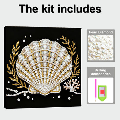 Shells - DIY Pearl Gem Art Diamond Painting Kits With Framefor Home Decor -25x25cm