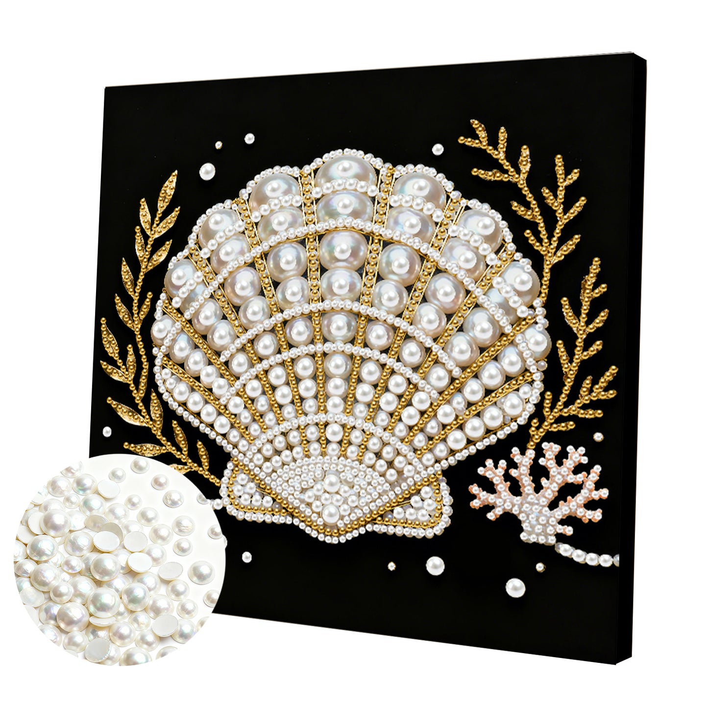 Shells - DIY Pearl Gem Art Diamond Painting Kits With Framefor Home Decor -25x25cm