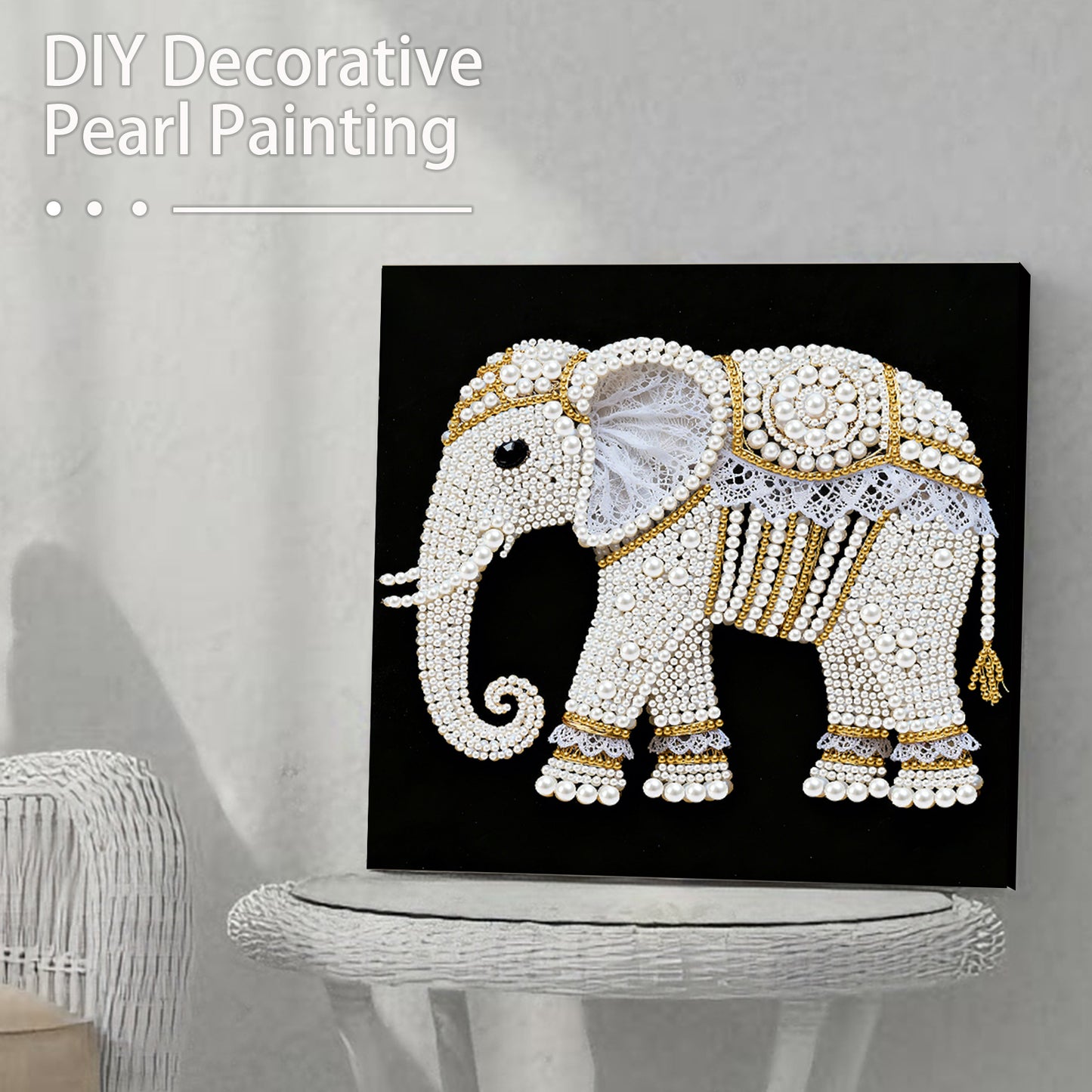 Elephants - DIY Pearl Gem Art Diamond Painting Kits With Framefor Home Decor -25x25cm