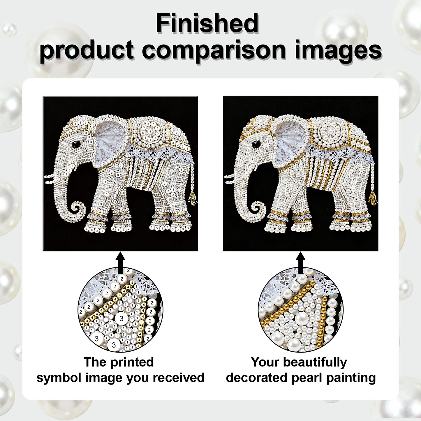 Elephants - DIY Pearl Gem Art Diamond Painting Kits With Framefor Home Decor -25x25cm