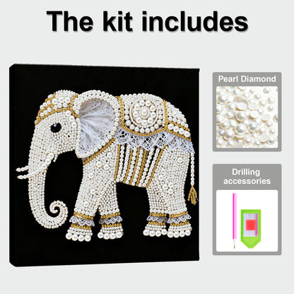 Elephants - DIY Pearl Gem Art Diamond Painting Kits With Framefor Home Decor -25x25cm