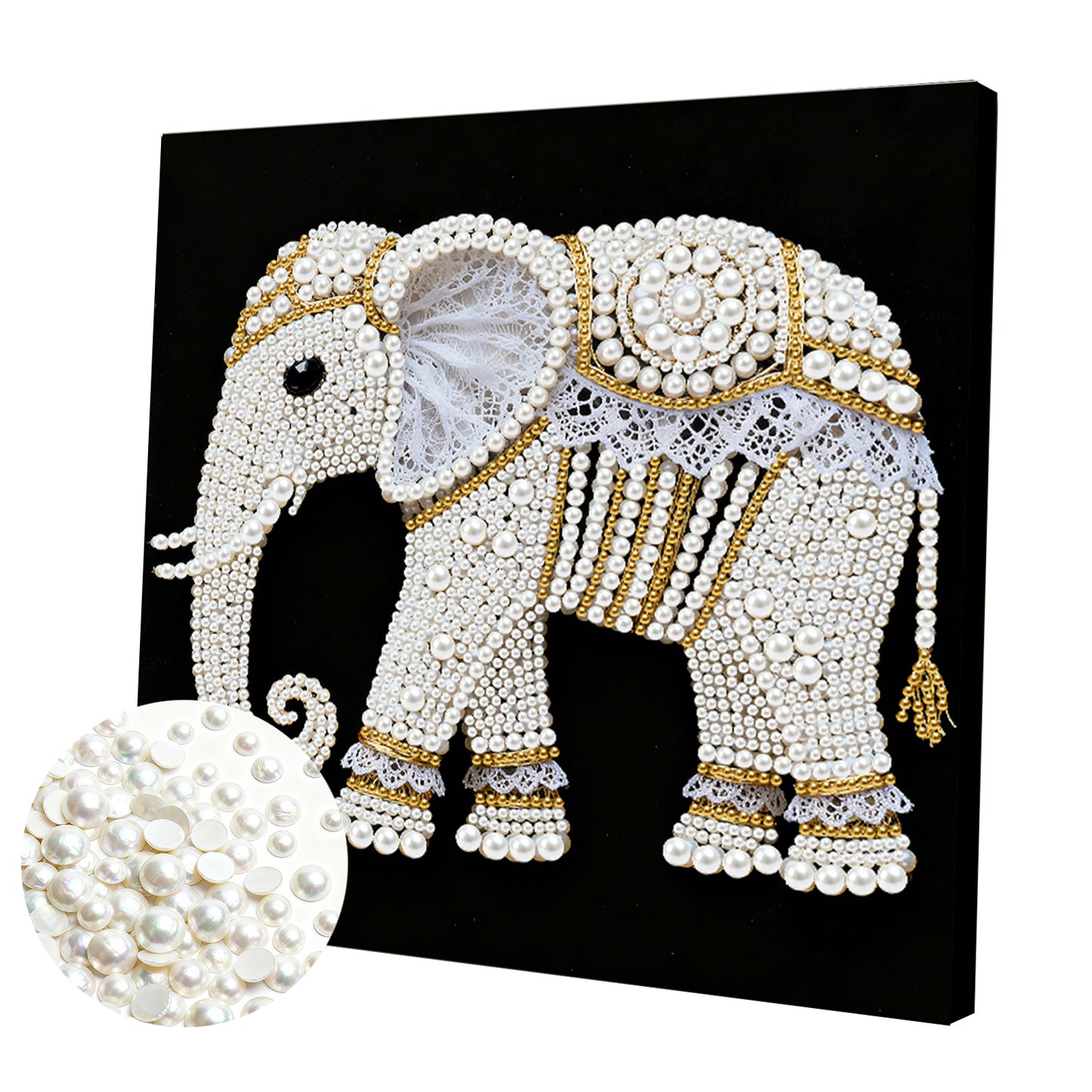 Elephants - DIY Pearl Gem Art Diamond Painting Kits With Framefor Home Decor -25x25cm