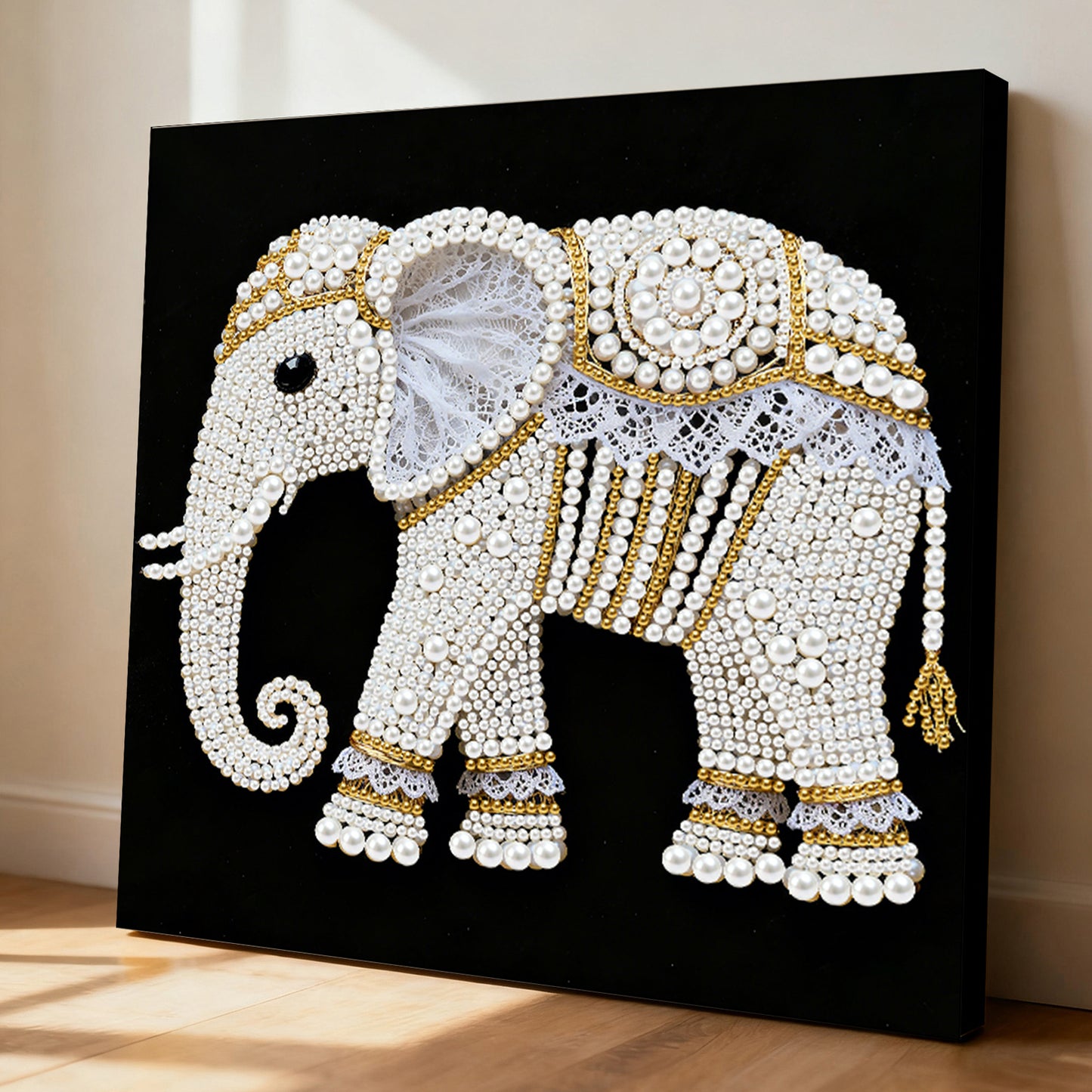 Elephants - DIY Pearl Gem Art Diamond Painting Kits With Framefor Home Decor -25x25cm