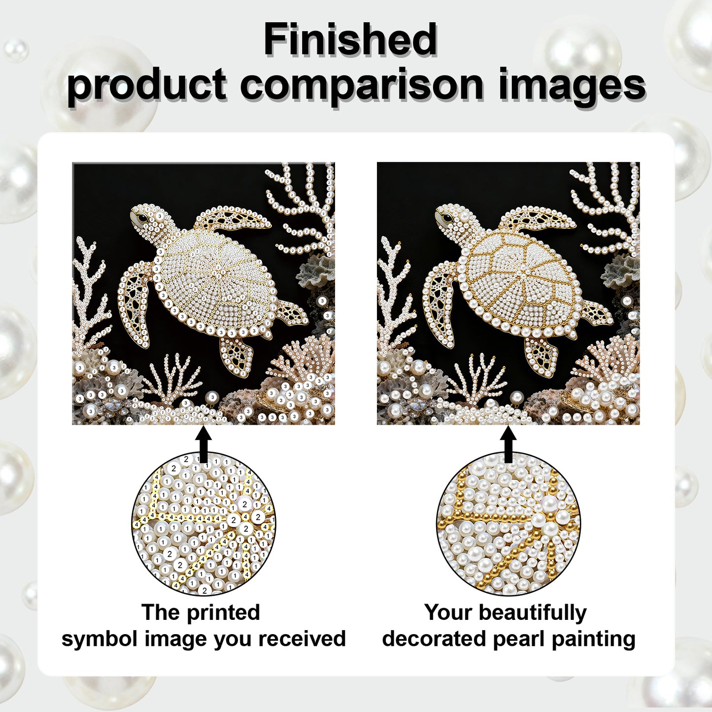 Sea Turtles - DIY Pearl Gem Art Diamond Painting Kits With Framefor Home Decor -25x25cm