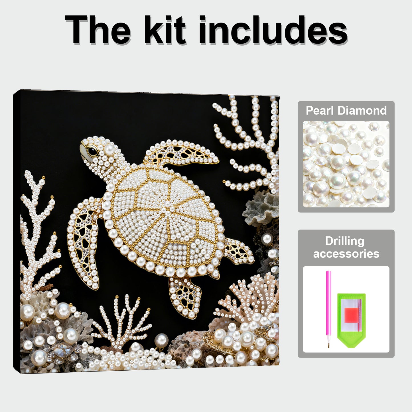 Sea Turtles - DIY Pearl Gem Art Diamond Painting Kits With Framefor Home Decor -25x25cm