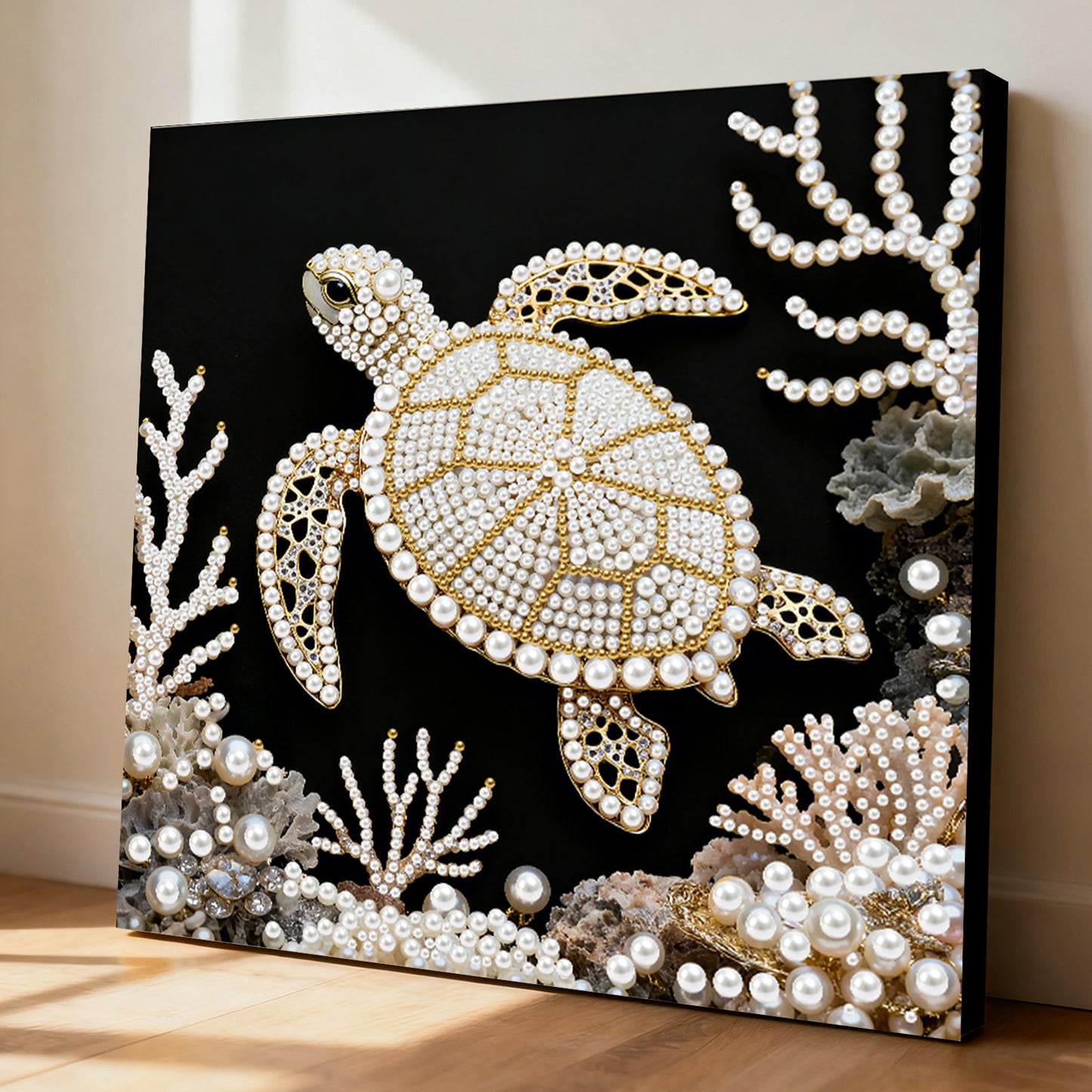 Sea Turtles - DIY Pearl Gem Art Diamond Painting Kits With Framefor Home Decor -25x25cm