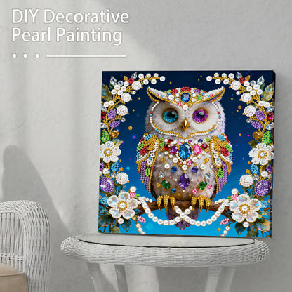 Owls - DIY Pearl Gem Art Diamond Painting Kits With Framefor Home Decor -25x25cm