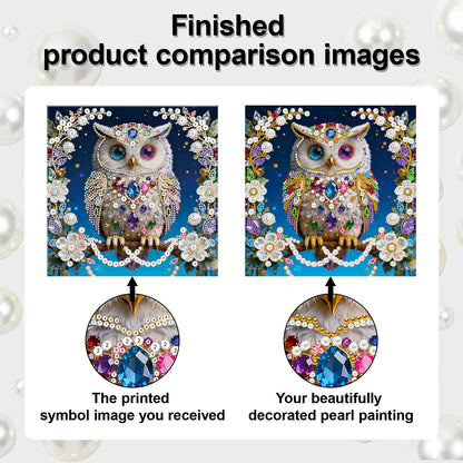 Owls - DIY Pearl Gem Art Diamond Painting Kits With Framefor Home Decor -25x25cm