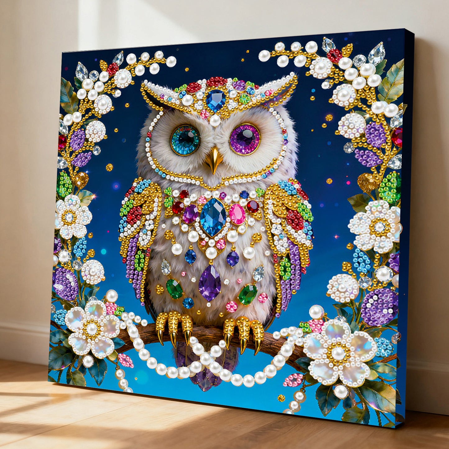Owls - DIY Pearl Gem Art Diamond Painting Kits With Framefor Home Decor -25x25cm