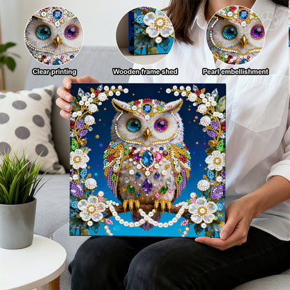 Owls - DIY Pearl Gem Art Diamond Painting Kits With Framefor Home Decor -25x25cm