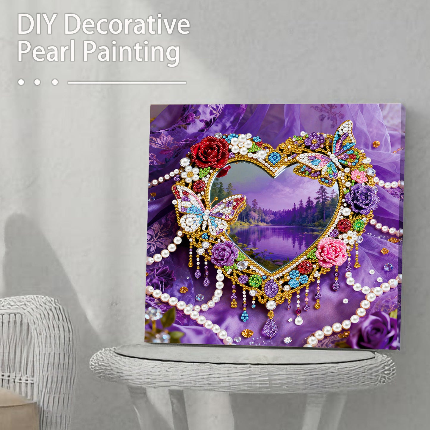 Hearts - DIY Pearl Gem Art Diamond Painting Kits With Framefor Home Decor -25x25cm