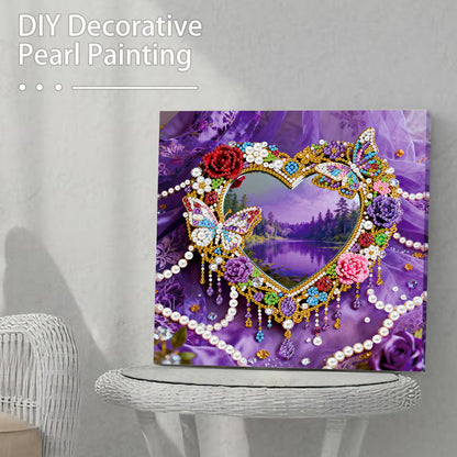 Hearts - DIY Pearl Gem Art Diamond Painting Kits With Framefor Home Decor -25x25cm