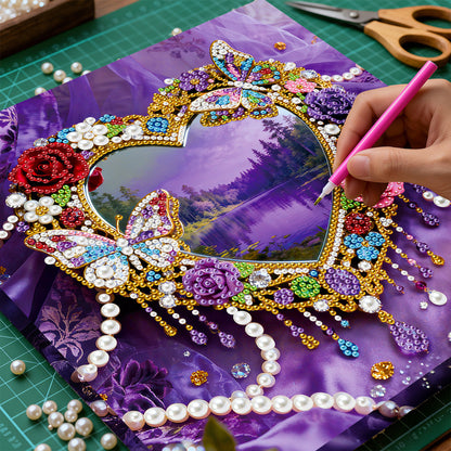 Hearts - DIY Pearl Gem Art Diamond Painting Kits With Framefor Home Decor -25x25cm