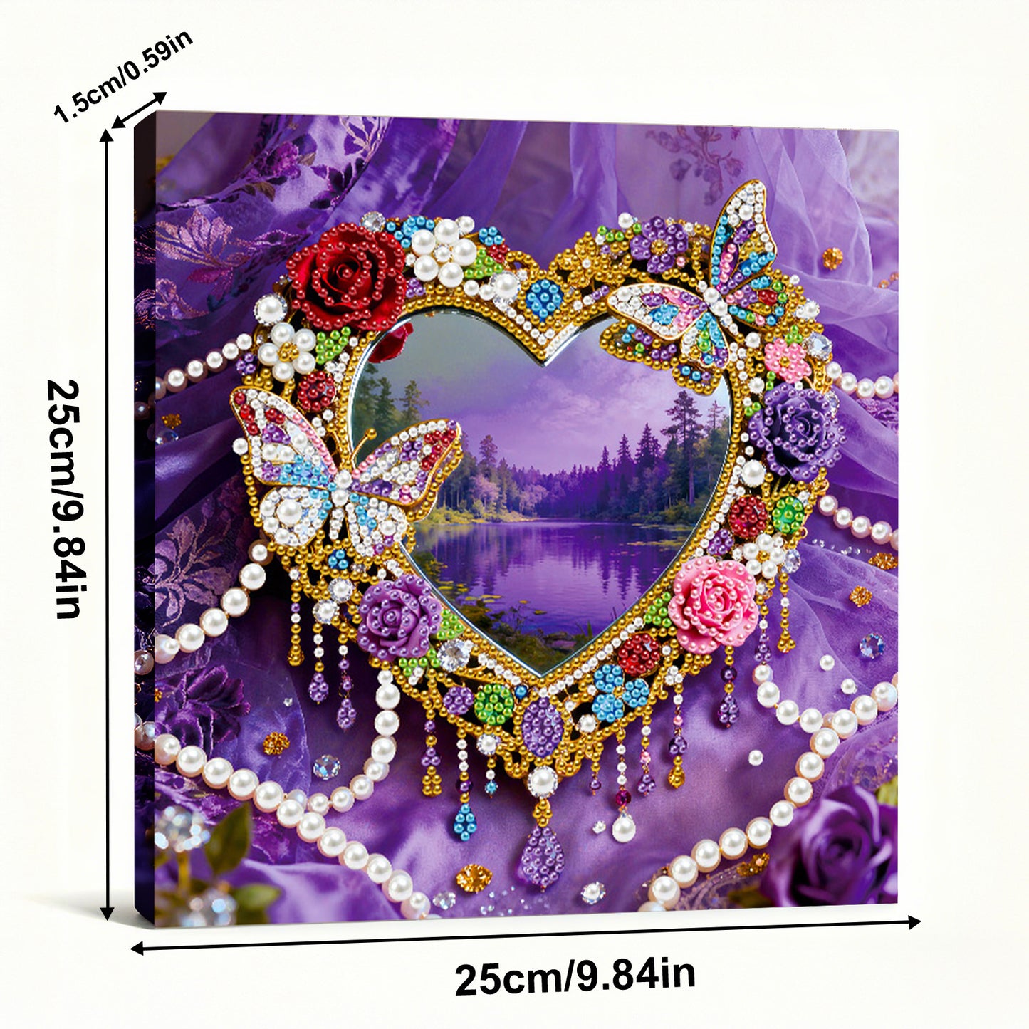Hearts - DIY Pearl Gem Art Diamond Painting Kits With Framefor Home Decor -25x25cm