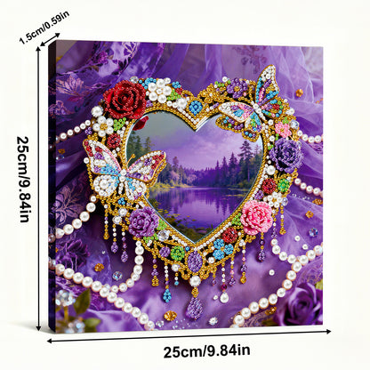 Hearts - DIY Pearl Gem Art Diamond Painting Kits With Framefor Home Decor -25x25cm