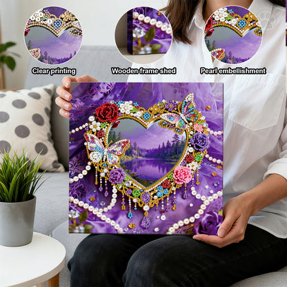 Hearts - DIY Pearl Gem Art Diamond Painting Kits With Framefor Home Decor -25x25cm