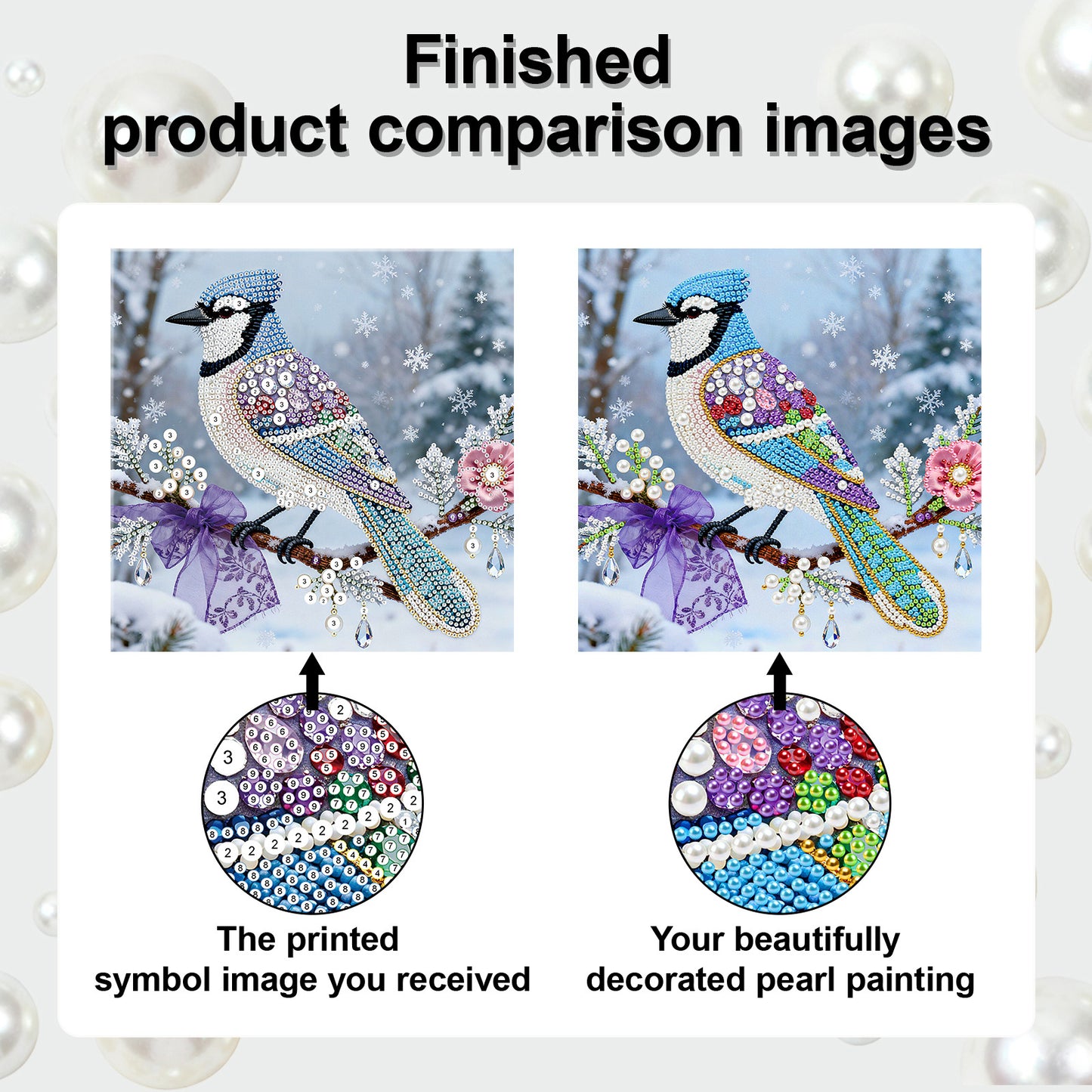 Little Bird - DIY Pearl Gem Art Diamond Painting Kits With Framefor Home Decor -25x25cm