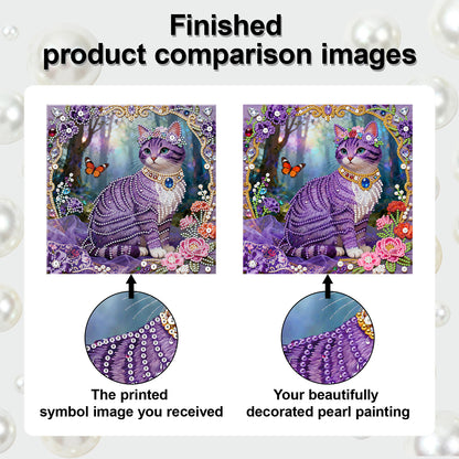 Kitty - DIY Pearl Gem Art Diamond Painting Kits With Framefor Home Decor -25x25cm