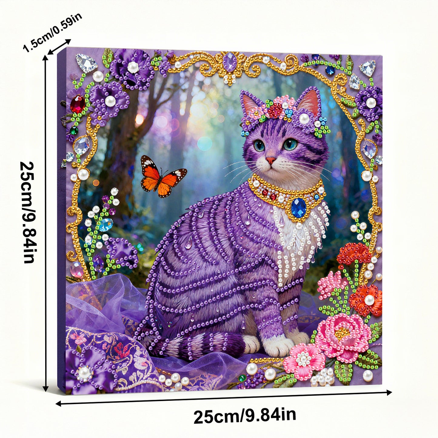 Kitty - DIY Pearl Gem Art Diamond Painting Kits With Framefor Home Decor -25x25cm