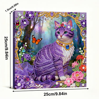 Kitty - DIY Pearl Gem Art Diamond Painting Kits With Framefor Home Decor -25x25cm