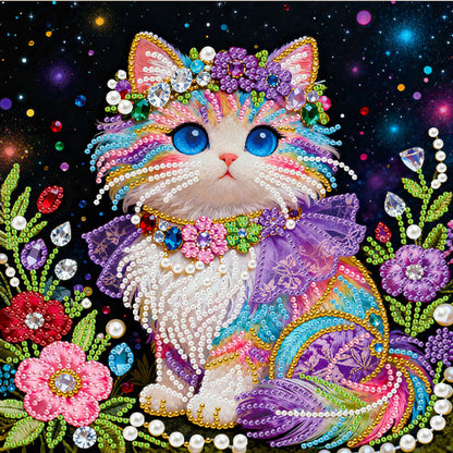 Kitty - DIY Pearl Gem Art Diamond Painting Kits With Framefor Home Decor -25x25cm