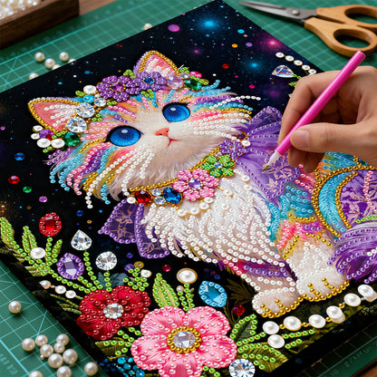 Kitty - DIY Pearl Gem Art Diamond Painting Kits With Framefor Home Decor -25x25cm