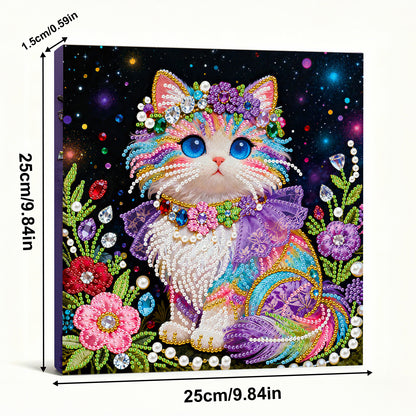 Kitty - DIY Pearl Gem Art Diamond Painting Kits With Framefor Home Decor -25x25cm