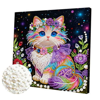 Kitty - DIY Pearl Gem Art Diamond Painting Kits With Framefor Home Decor -25x25cm