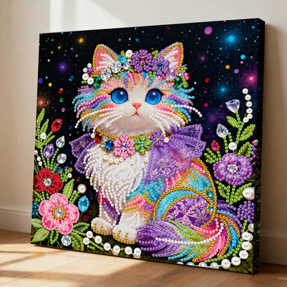 Kitty - DIY Pearl Gem Art Diamond Painting Kits With Framefor Home Decor -25x25cm