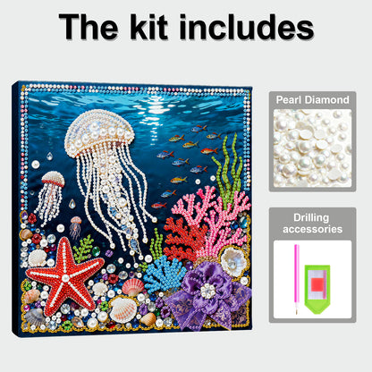 Jellyfish - DIY Pearl Gem Art Diamond Painting Kits With Framefor Home Decor -25x25cm