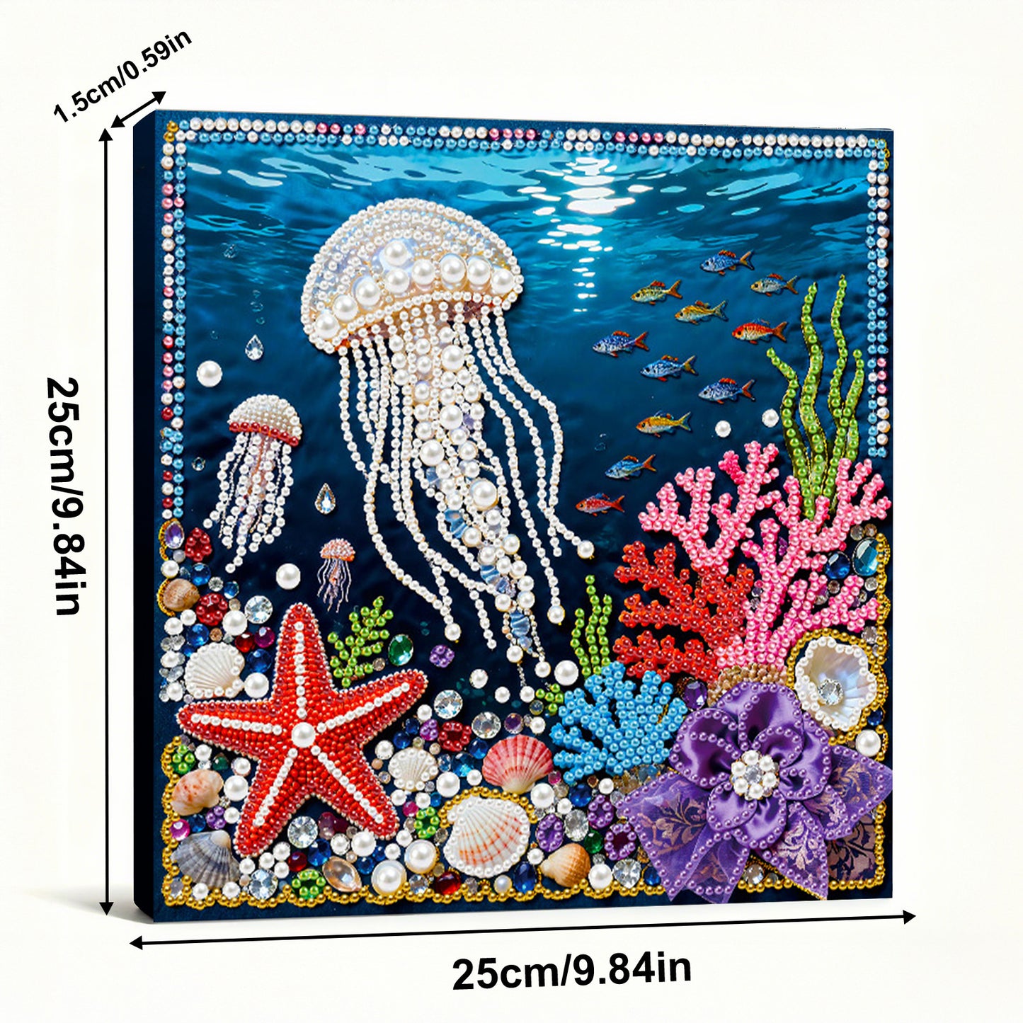 Jellyfish - DIY Pearl Gem Art Diamond Painting Kits With Framefor Home Decor -25x25cm