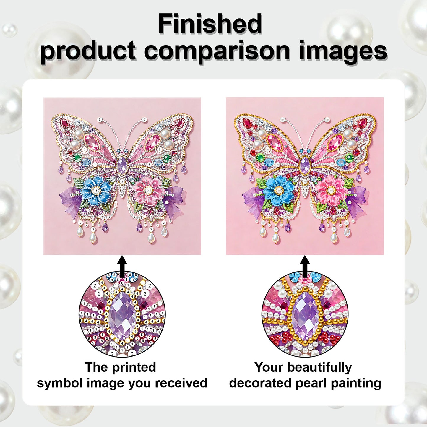 Butterfly - DIY Pearl Gem Art Diamond Painting Kits With Framefor Home Decor -25x25cm