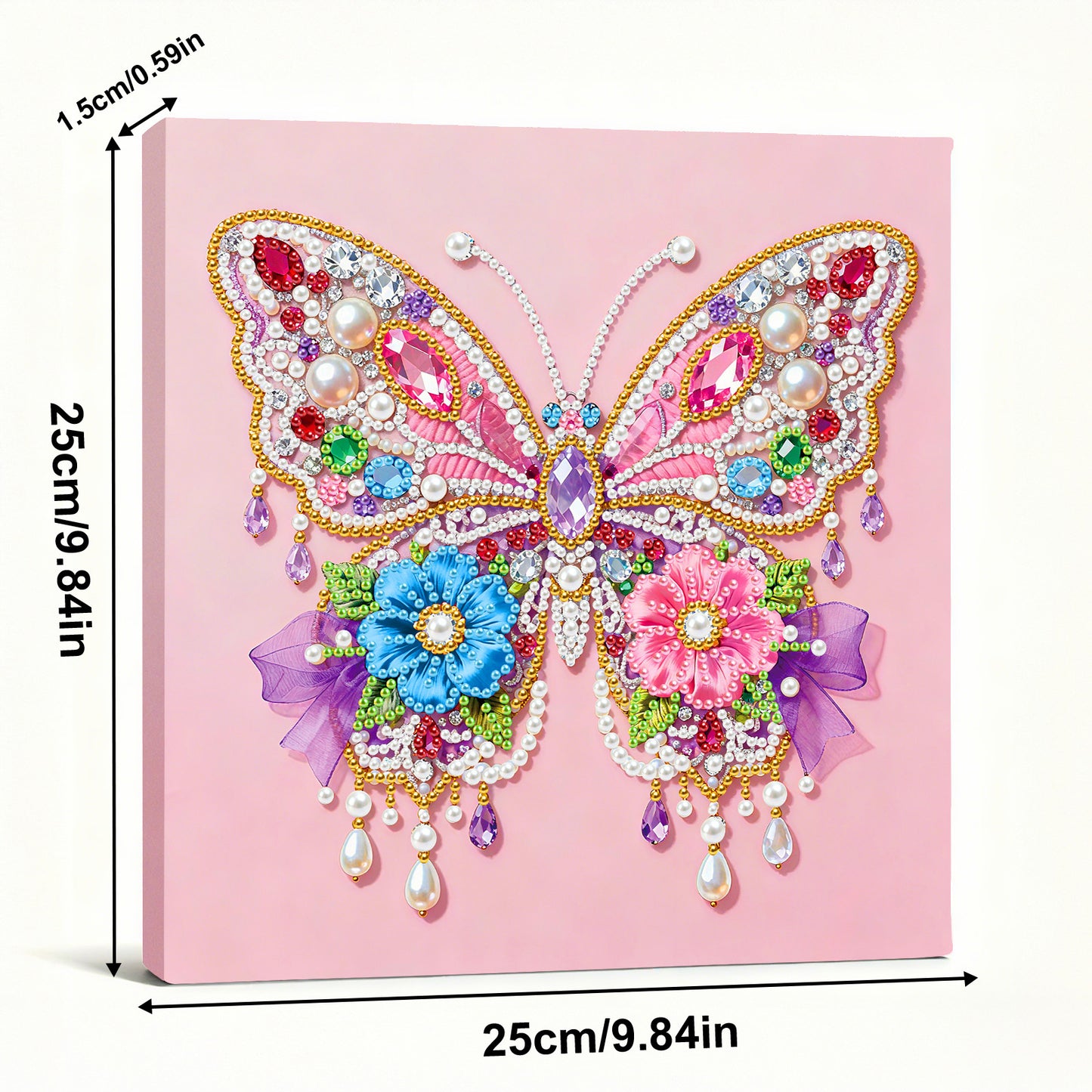 Butterfly - DIY Pearl Gem Art Diamond Painting Kits With Framefor Home Decor -25x25cm