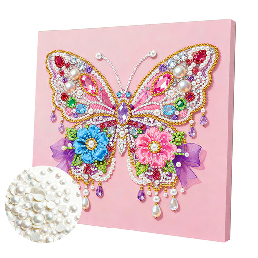 Butterfly - DIY Pearl Gem Art Diamond Painting Kits With Framefor Home Decor -25x25cm