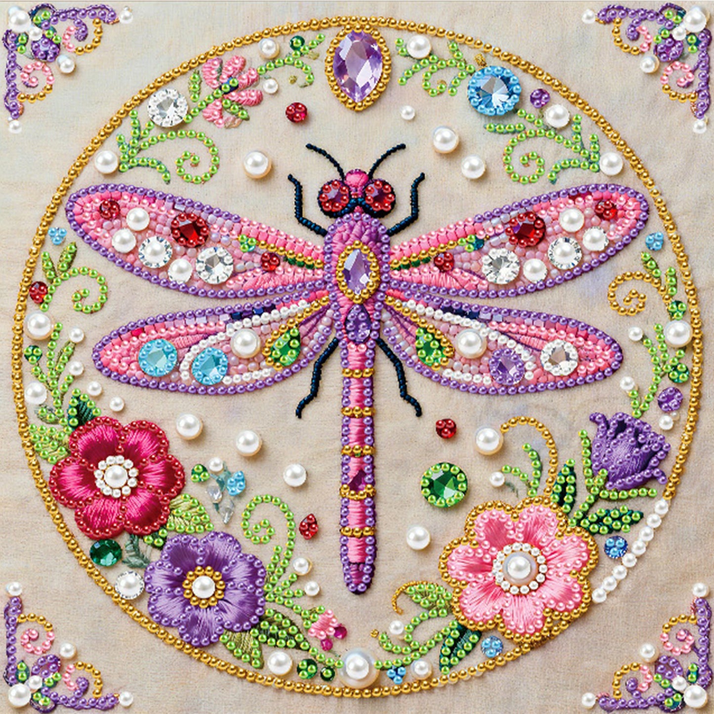 Dragonfly - DIY Pearl Gem Art Diamond Painting Kits With Framefor Home Decor -25x25cm