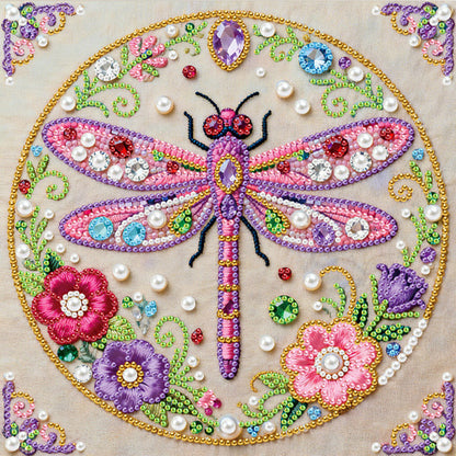 Dragonfly - DIY Pearl Gem Art Diamond Painting Kits With Framefor Home Decor -25x25cm