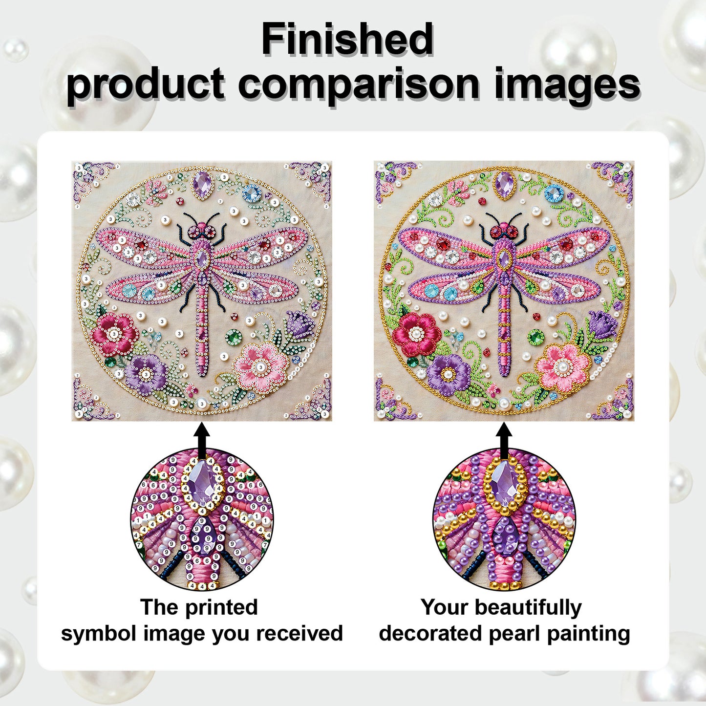 Dragonfly - DIY Pearl Gem Art Diamond Painting Kits With Framefor Home Decor -25x25cm