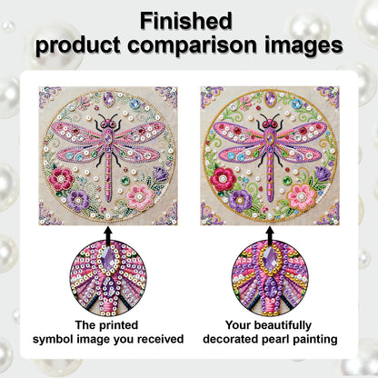 Dragonfly - DIY Pearl Gem Art Diamond Painting Kits With Framefor Home Decor -25x25cm