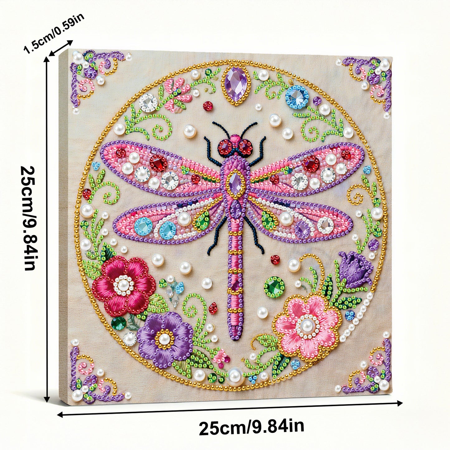 Dragonfly - DIY Pearl Gem Art Diamond Painting Kits With Framefor Home Decor -25x25cm