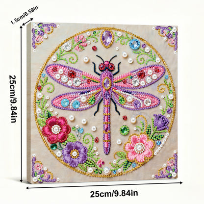 Dragonfly - DIY Pearl Gem Art Diamond Painting Kits With Framefor Home Decor -25x25cm