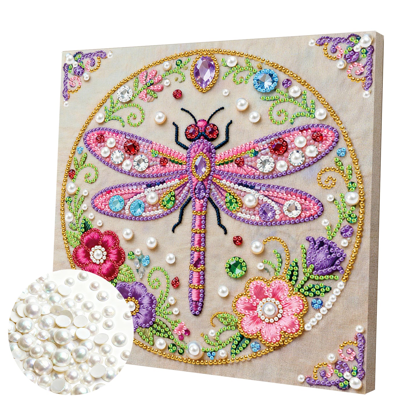 Dragonfly - DIY Pearl Gem Art Diamond Painting Kits With Framefor Home Decor -25x25cm