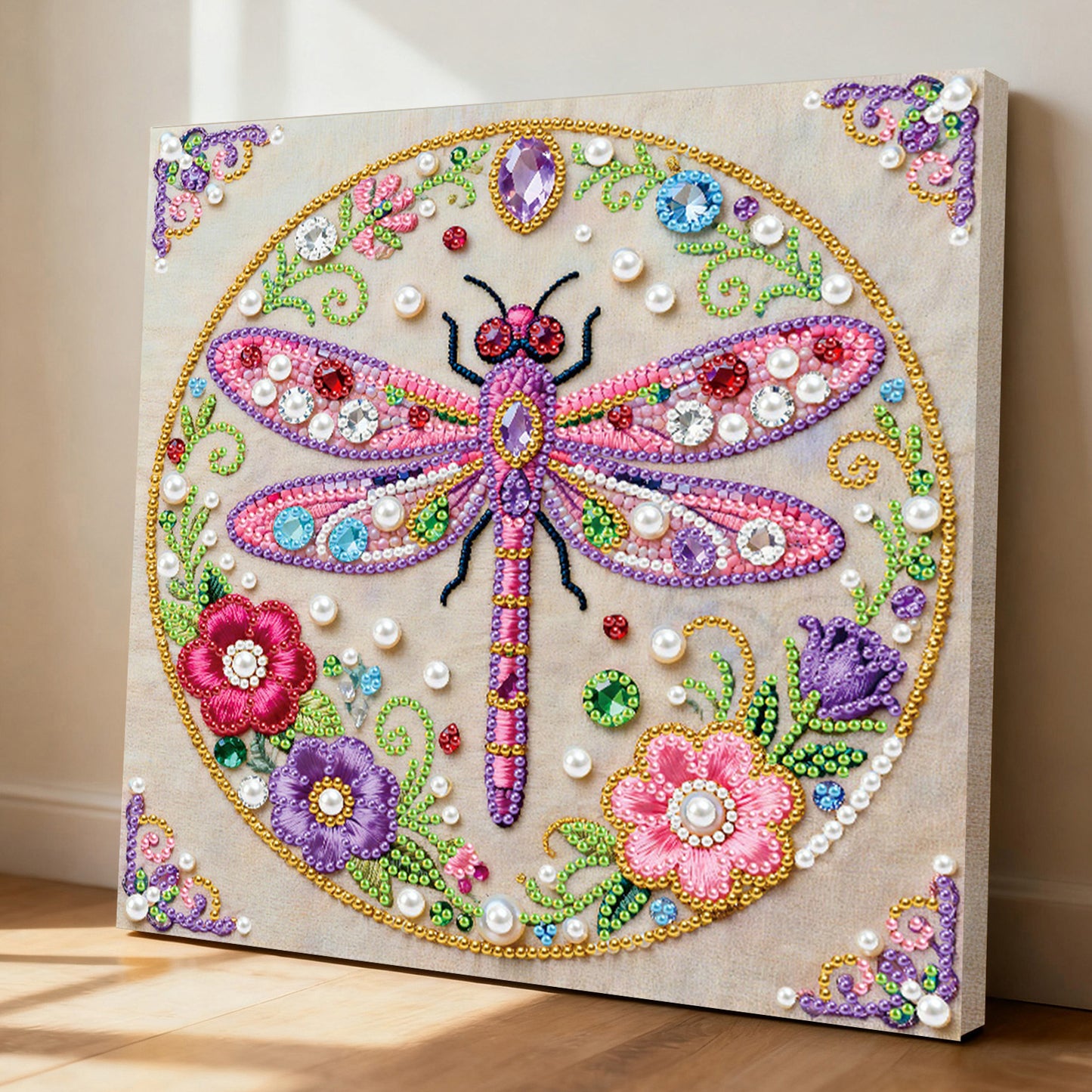 Dragonfly - DIY Pearl Gem Art Diamond Painting Kits With Framefor Home Decor -25x25cm