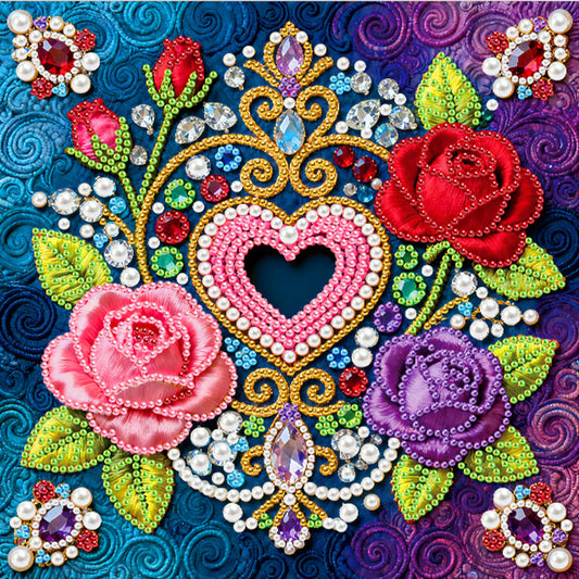 Flowers - DIY Pearl Gem Art Diamond Painting Kits With Framefor Home Decor -25x25cm
