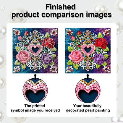 Flowers - DIY Pearl Gem Art Diamond Painting Kits With Framefor Home Decor -25x25cm