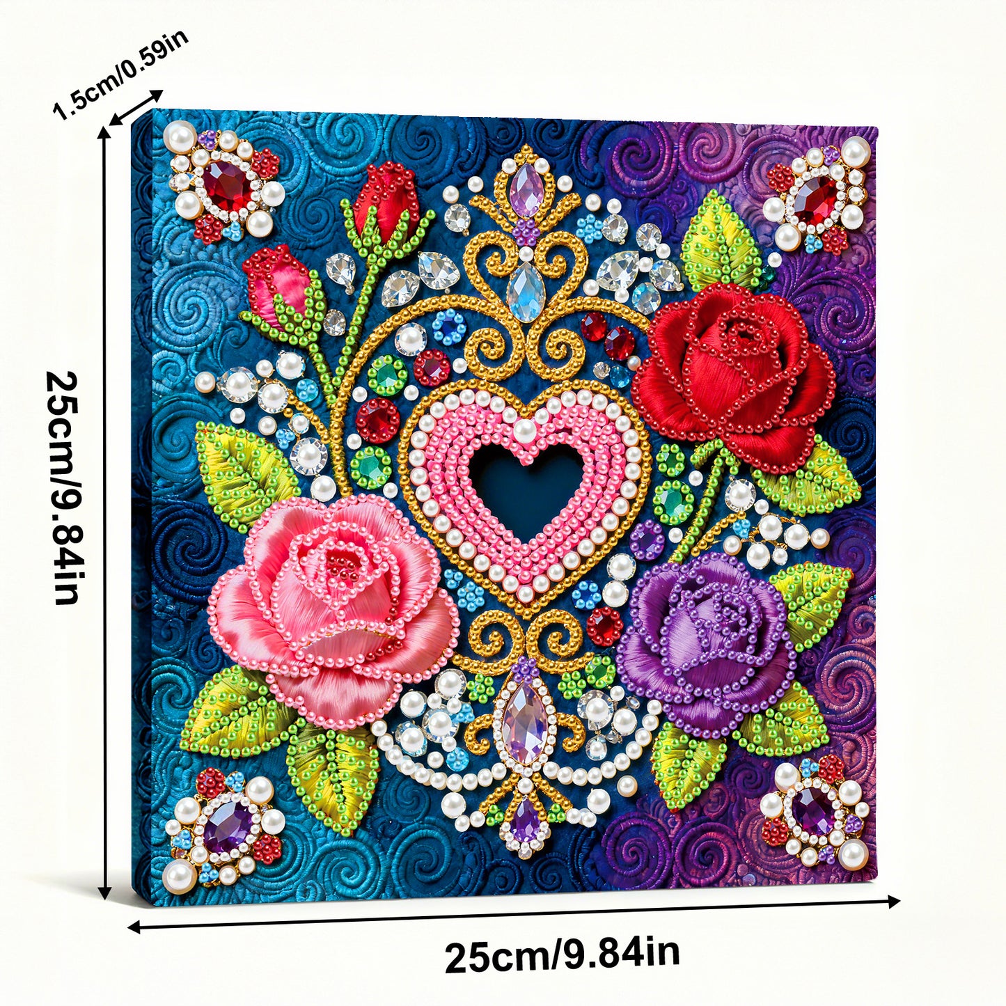 Flowers - DIY Pearl Gem Art Diamond Painting Kits With Framefor Home Decor -25x25cm