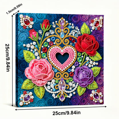 Flowers - DIY Pearl Gem Art Diamond Painting Kits With Framefor Home Decor -25x25cm