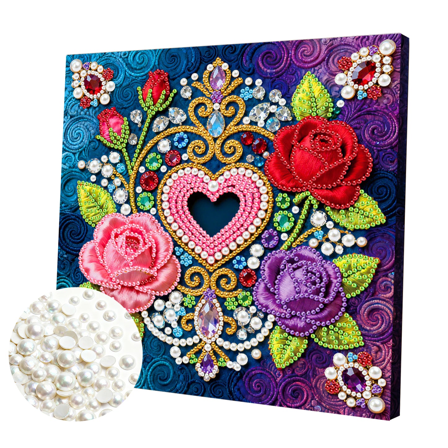 Flowers - DIY Pearl Gem Art Diamond Painting Kits With Framefor Home Decor -25x25cm